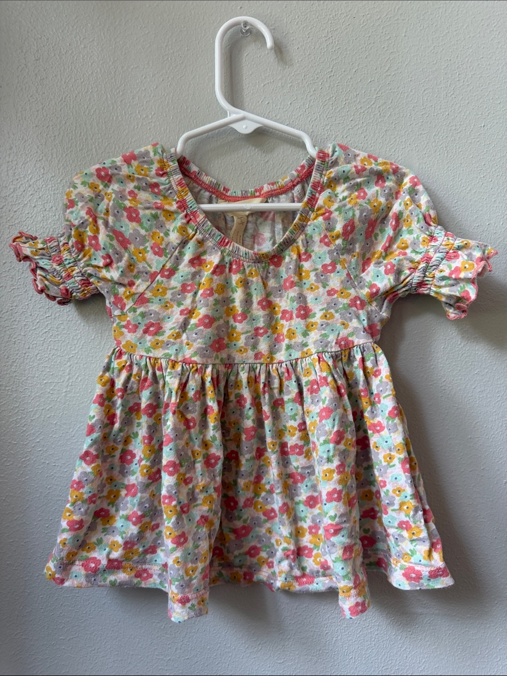 Girls Floral Peplum Top - Yellow & Pink